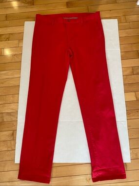 European brand in Raspberry Red Slim Cotton Mix Chino Pants Size Euro 48/US 16